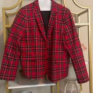 J. Crew Vibrant Red Plaid Blazer